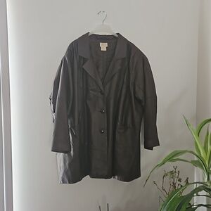 Roman's Leather Button Jacket  size 3X- 4X  Brown Pre-owned